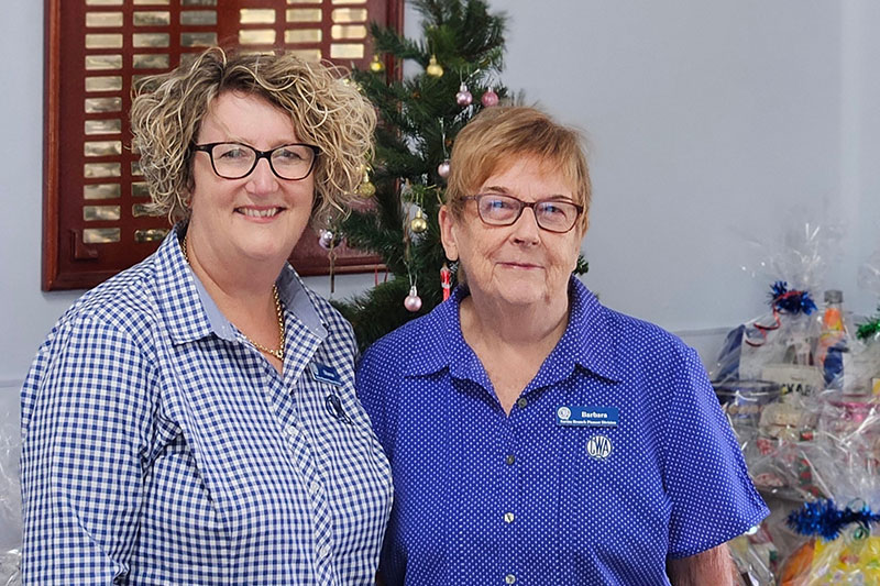 RSL Central Queensland District Vice President Sharon Price with QCWA member Barbara Plumb
