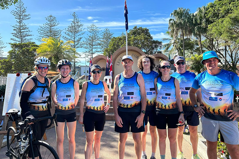 Sally Cameron with a group of participants for the ANZAC Day Marathon
