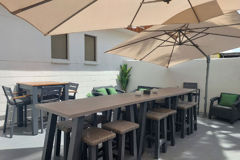 The space features a courtyard where veterans and their families can socialise