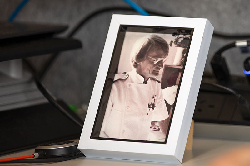 Photo frame image of Ken Orr's father who was a medic in the New Zealand Army.