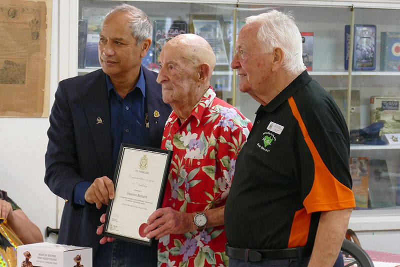 Image: Magnetic Island RSL Sub-Branch |  Dawson Reimers receives a framed 30 year membership certificate